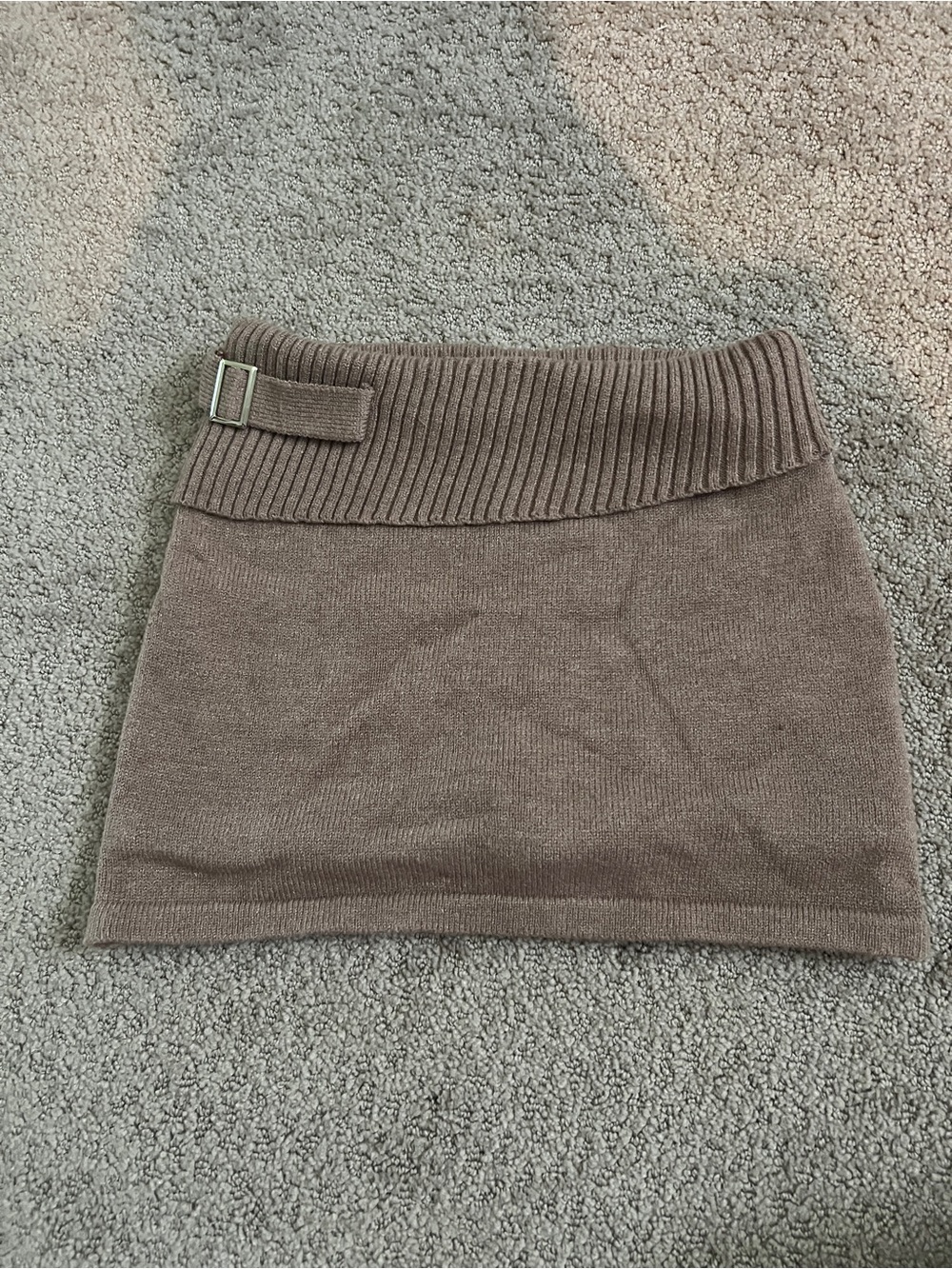 Pitaya Ribbed Waist Knit Mini Skirt in Brown